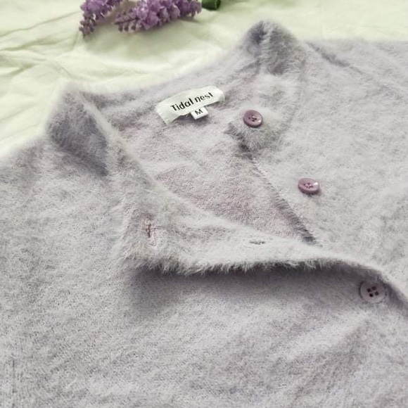 ~ Fluffy Crop Cardi: Pastel Purple ~ - Picture 2 of 3